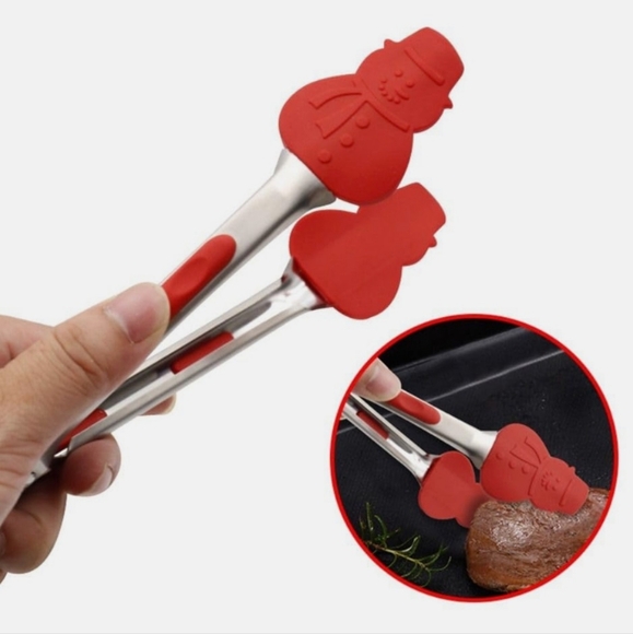 Snowman Silicone-Tipped Tongs White NWOT Stainless Steel Christmas Hot or Cold - Picture 8 of 9